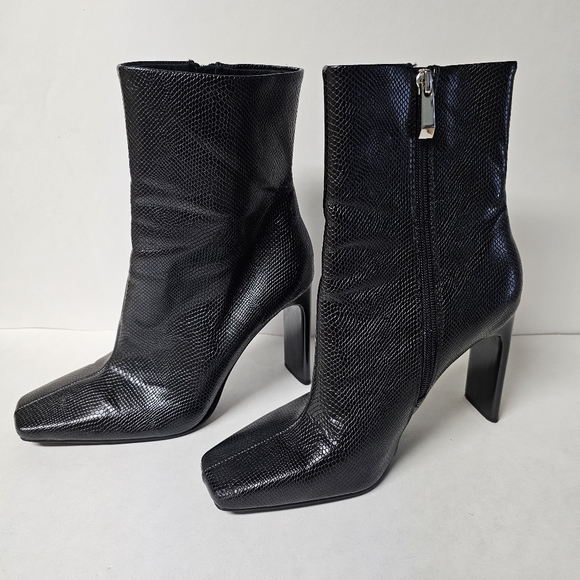 Zara Black Leather Zip-up Boots New - Picture 1 of 4